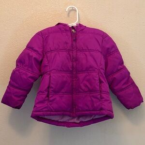 Girls' Purple Puffer Jacket with Hood